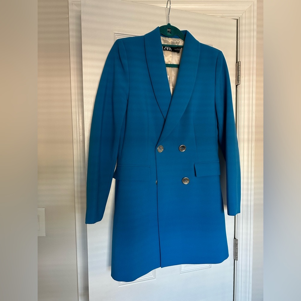 Zara Blue Double-Breasted Blazer Dress